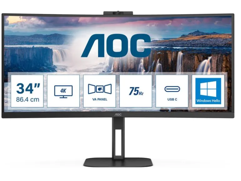 AOC Monitor CU34V5CW/BK 34 ", 3440 x 1440 (UWQHD)