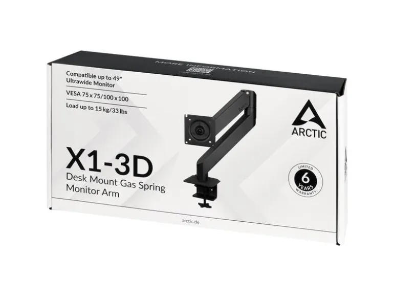 Arctic Cooling Tischhalterung X1-3D bis 10 kg – Schwarz, Schwarz matt
