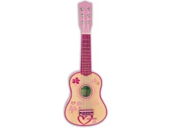 Bontempi Musikinstrument Holz-Gitarre 55 cm Pink Stickers