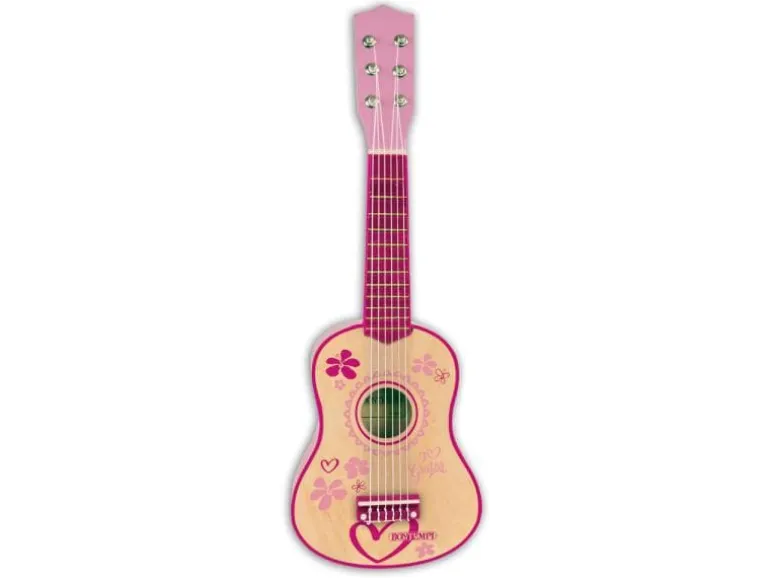 Bontempi Musikinstrument Holz-Gitarre 55 cm Pink Stickers