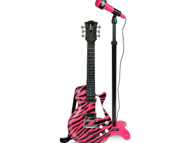 Bontempi Rockgitarre mit Standmikrofon Pink
