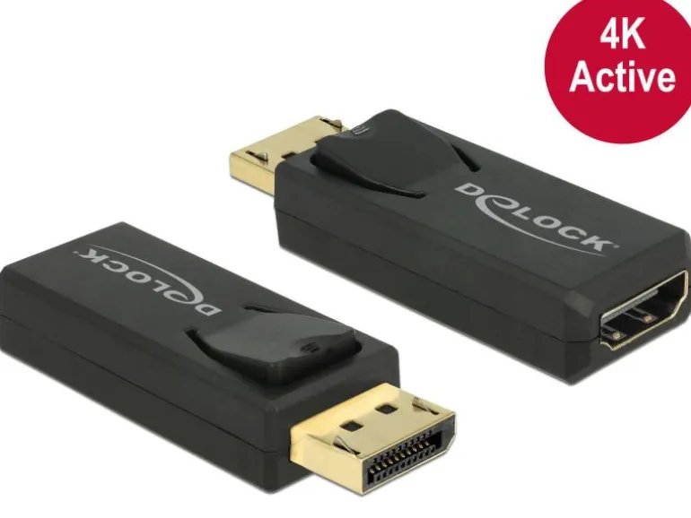 Delock Adapter Displayport - HDMI aktiv, 4K, schwarz