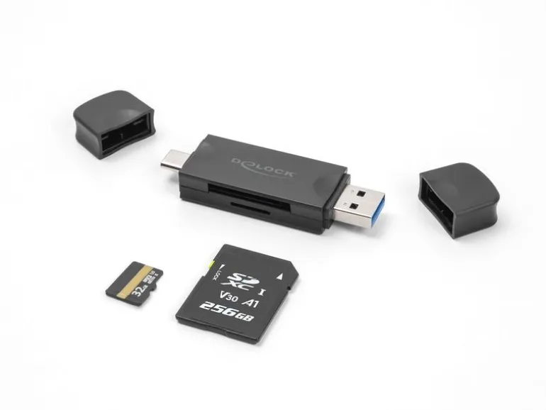 Delock Card Reader Extern USB-C / A für SD und Micro SD