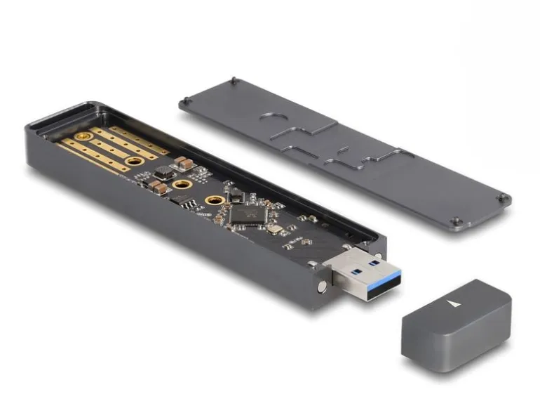 Delock Externes Gehäuse M.2 NVMe PCIe SSD, SATA SSD mit USB-A