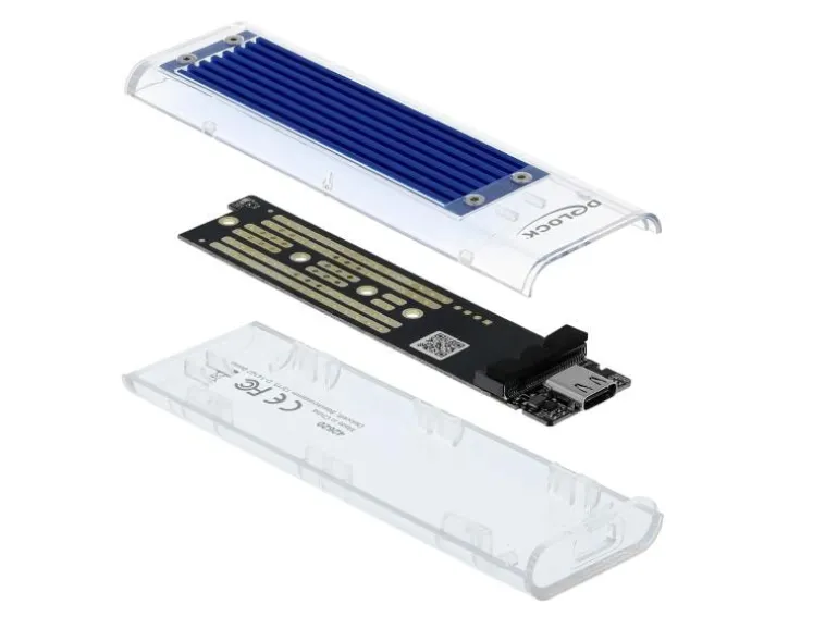 Delock Externes Gehäuse USB3.1 Typ-C – NVME SSD M.2, Transparent