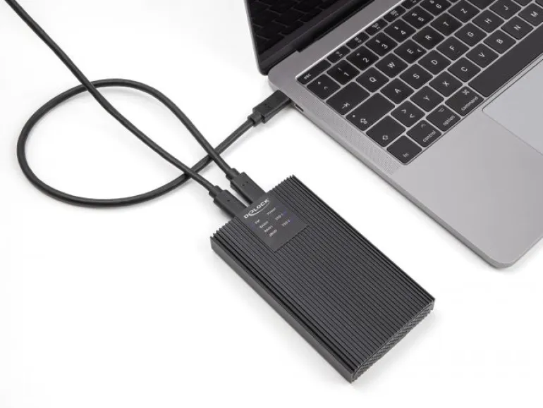 Delock Externes Gehäuse 2x M.2 NVMe PCIe SSD USB-C 20 Gbps M.2