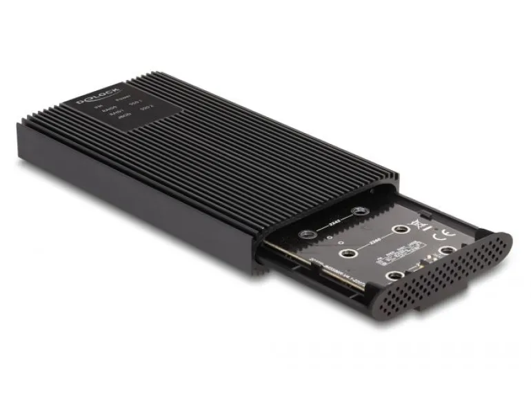 Delock Externes Gehäuse 2x M.2 NVMe PCIe SSD USB-C 20 Gbps M.2
