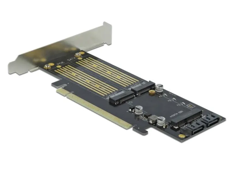 Delock Host Bus Adapter PCI-Ex16v4 - M.2 Key-B, M.2 Key-M, mSATA