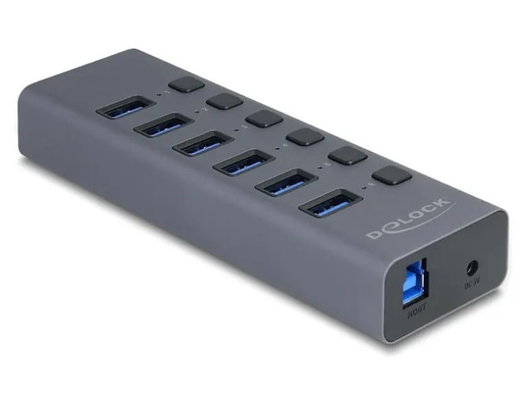 Delock Hub (Externer, USB 5 Gbps, 6 Port, mit Schalter)