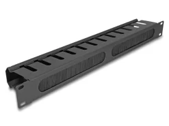 Delock Kabelführungspanel 1HE mit 2 Öffnungen 19" Rack, Schwarz