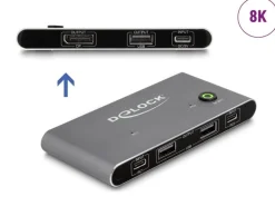 Delock KVM Switch USB-C zu DisplayPort 8K 30 Hz mit USB 2.0