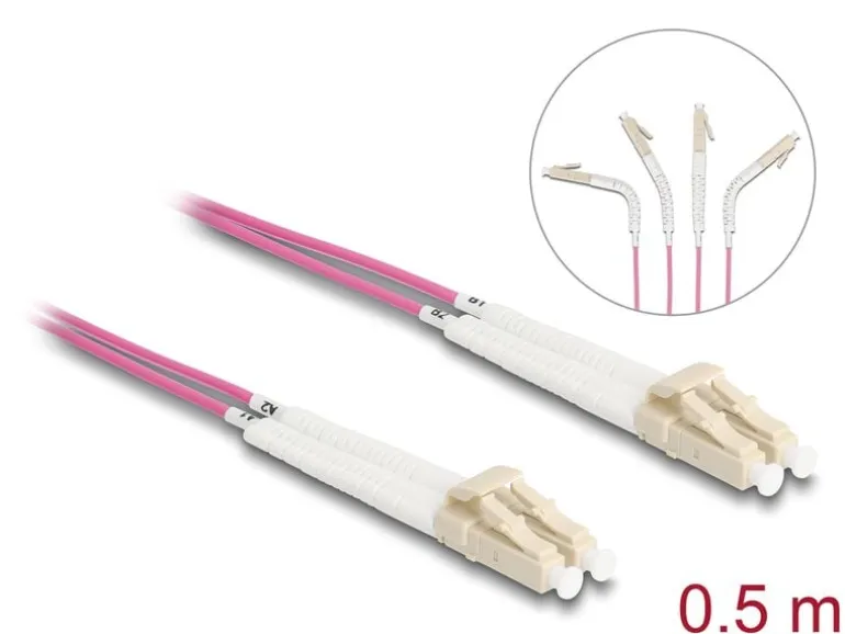 Delock LWL-Patchkabel Multimode LC – LC, OM4, Duplex, 0.5 m