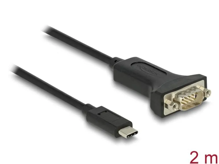 Delock Serial-Adapter USB-C – RS-232 D-Sub 9 Pin mit Muttern 2 m