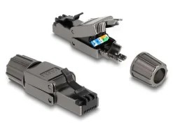 Delock Stecker RJ45 Cat.8.1 STP, werkzeugfrei 1 Stück, Grau