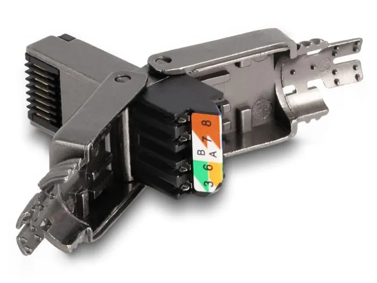 Delock Stecker RJ45 Cat.8.1 STP, werkzeugfrei 1 Stück, Grau