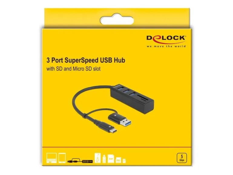 Delock USB-Hub 3.0 Typ-C + SD/MicroSD Slot