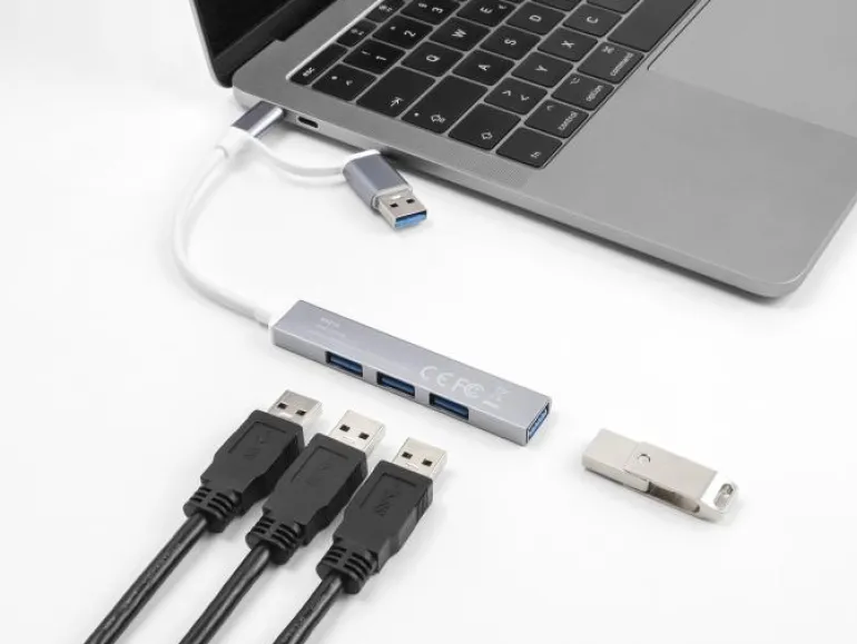 Delock USB-Hub USB – C / USB – A zu 3x USB 2.0 + 1x USB 5 Gbps