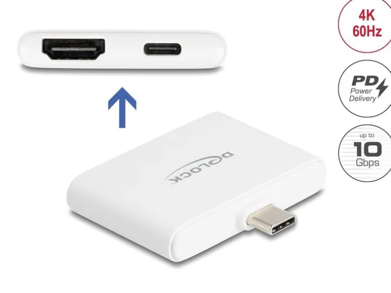 Delock USB Type-C Adapter HDMI, 4K, 60 Hz, USB-C Daten, PD 94 W