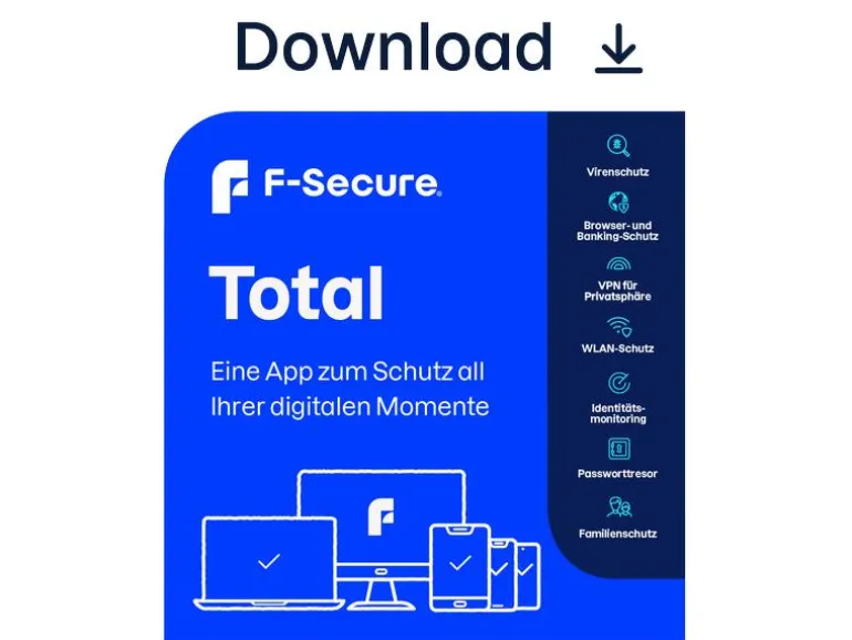 F-Secure Total Security Vollversion, 5 Geräte, 1yr