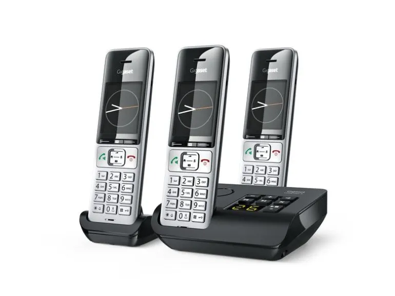 Gigaset Schnurlostelefon Comfort 500A Trio Schwarz/Silber