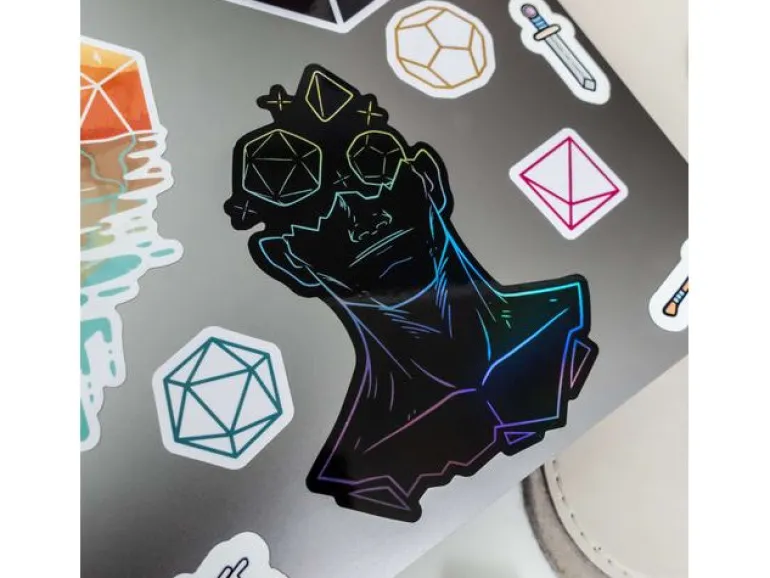 Glass Staff Sticker Holographic Head in the Game Schwarz