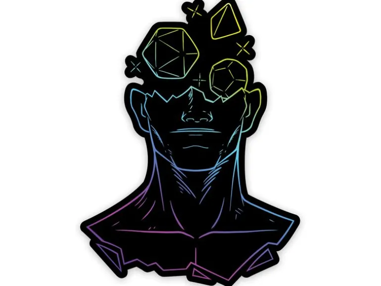 Glass Staff Sticker Holographic Head in the Game Schwarz
