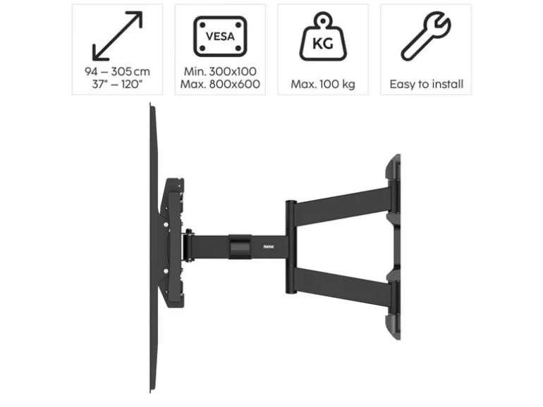 Hama Technics AG TV-Wandhalterung 120" Schwarz
