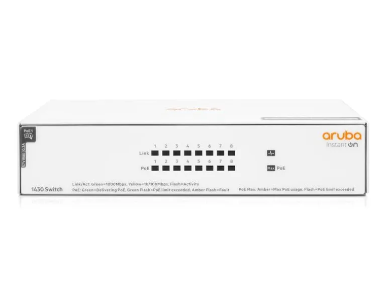 HPE Aruba Networking PoE+ Switch Instant On 1430-8G-PoE+ 8 Port