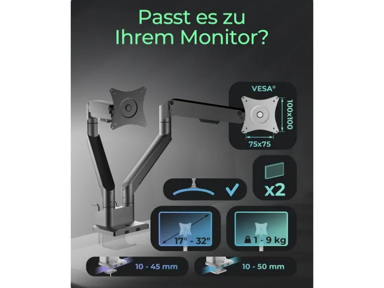 ICY BOX Tischhalterung bis 9 kg – Silber