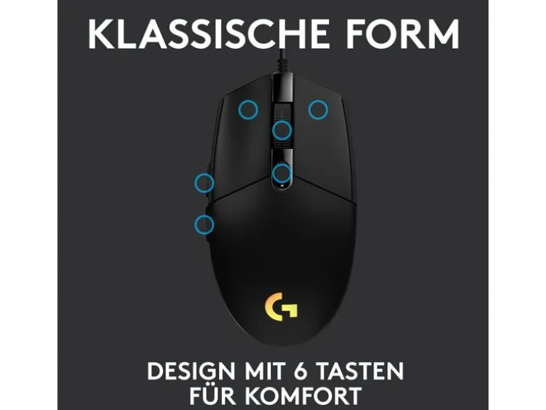 Logitech Gaming-Maus G203 Lightsync Schwarz