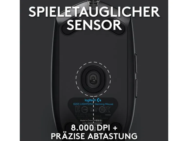 Logitech Gaming-Maus G203 Lightsync Schwarz