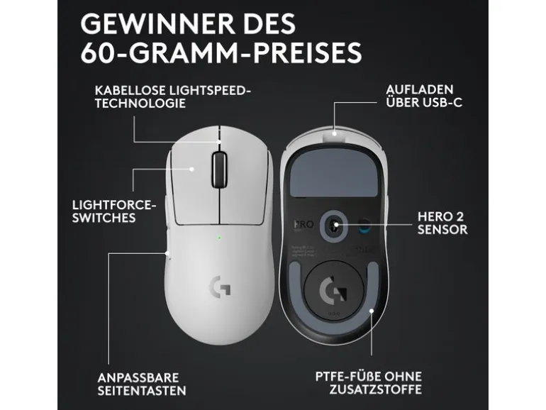 Logitech Gaming-Maus Pro X Superlight 2 Lightspeed Weiss