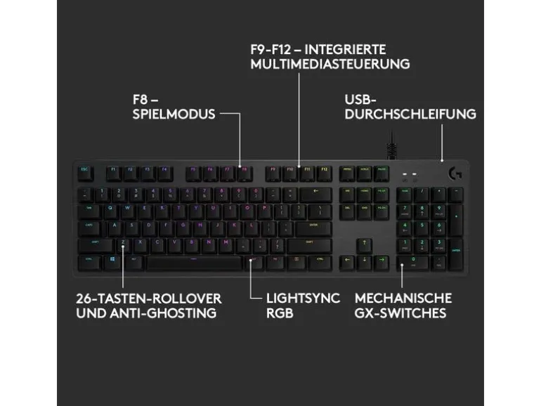 Logitech Gaming-Tastatur G512 GX Brown Carbon