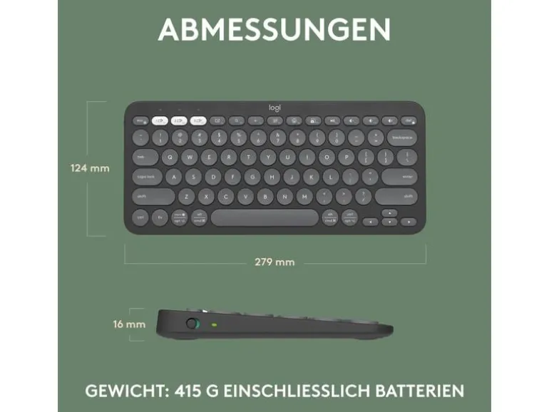 Logitech Pebble Keys 2 K380s Multi-Device-Tastatur Graphit