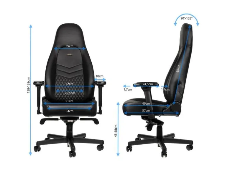 noblechairs Gaming-Stuhl ICON Echtleder Schwarz