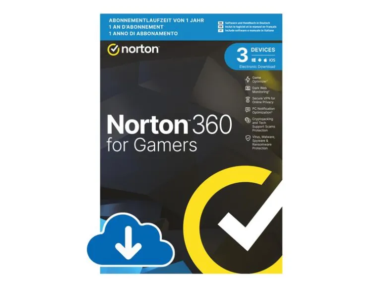 Norton Norton 360 for Gamers ESD, Vollversion, 3 PC, 1 Jahr