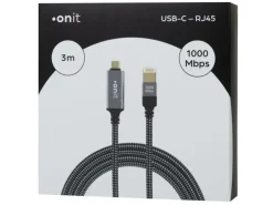 onit Adapterkabel USB-C – RJ45 Grau/Schwarz, 3 m