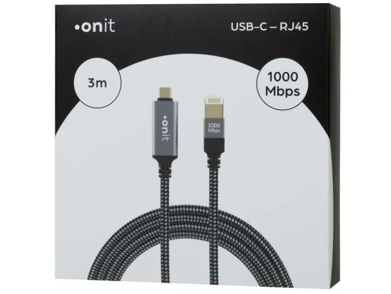 onit Adapterkabel USB-C – RJ45 Grau/Schwarz, 3 m