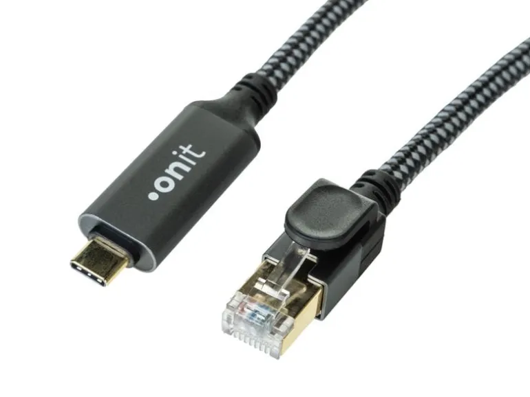 onit Adapterkabel USB-C – RJ45 Grau/Schwarz, 5 m