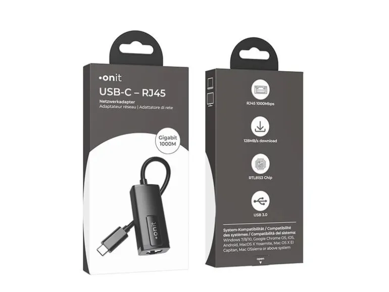 onit Netzwerk-Adapter USB-C – RJ45 Gigabit-LAN