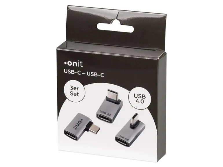 onit USB-Adapter gewinkelt USB-C Stecker - USB-C Buchse, 3-teilig