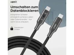 onit USB-Kabel mit Datenblocker-Schalter, USB-C - USB-C, 1.5 m