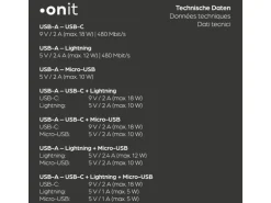 onit USB 2.0-Kabel USB-A/USB-C - Lightning/USB-C/Micro-USB B