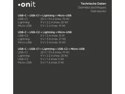 onit USB 2.0-Kabel USB-C - Lightning/Micro-USB B/2x USB-C 1.2 m