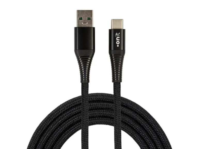 onit USB 2.0-Kabel 66 W, USB-A - USB-C, 2 m, Schwarz