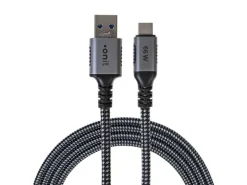 onit USB 3.1-Kabel 66 W, USB-A - USB-C, 1 m, Schwarz/Grau