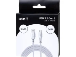 onit USB 3.1-Kabel 66 W, USB-A - USB-C, 0.5 m, Weiss