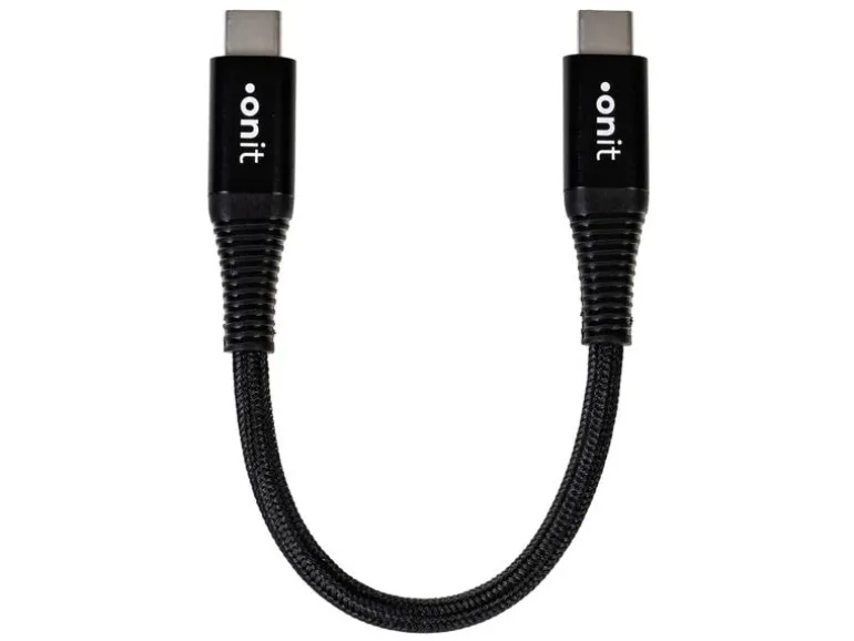 onit USB 3.0-Kabel 60 W, USB-C - USB-C, 0.1 m, Schwarz