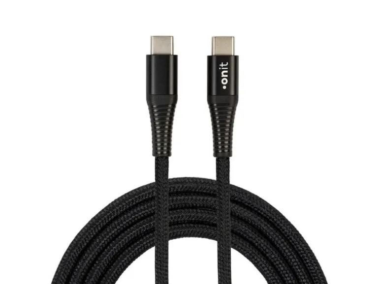 onit USB 3.0-Kabel 60 W, USB-C - USB-C, 2 m, Schwarz