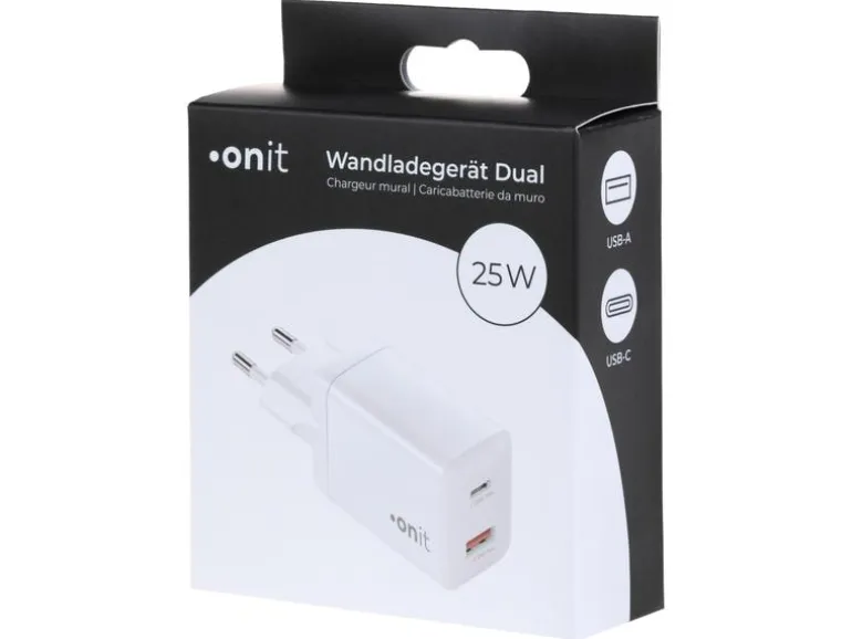 onit USB-Wandladegerät PD25W + QC3.0 Weiss